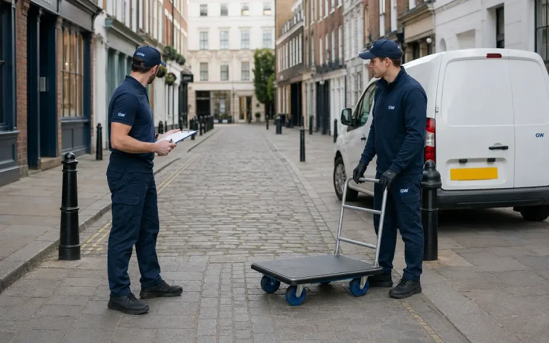 GW Removals team planning property access in Covent Garden