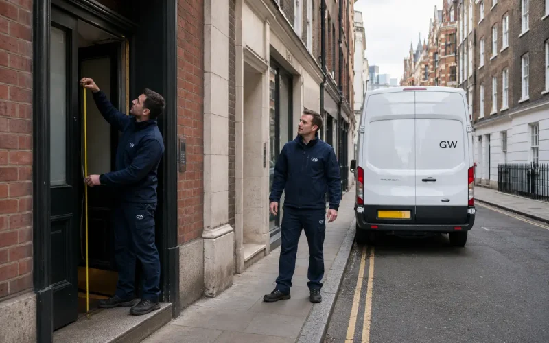 GW Removals team planning property access in Fitzrovia