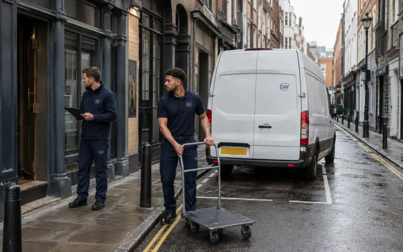 GW Removals team planning property access in Soho