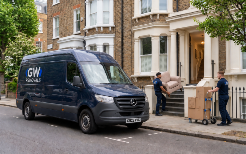 GW Removals team planning property access in Croydon